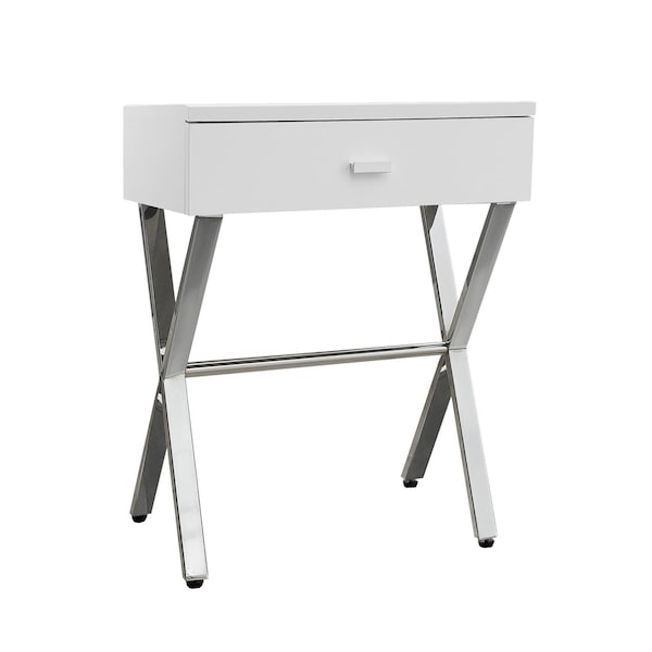 Homeroots 22.25 in. Particle Board & Chrome Metal Accent Table - 333130