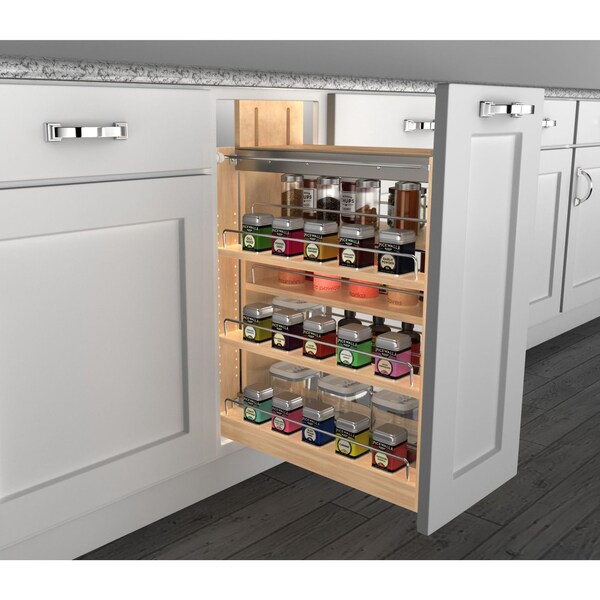 Rev-A-Shelf Maple Veneer, Light Brown, 3 in W, 23.93 in H, 20.75 in L, Light Brown - 448-BSKS-3C