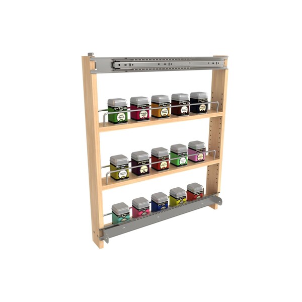 Rev-A-Shelf Maple Veneer, Light Brown, 3 in W, 23.93 in H, 20.75 in L, Light Brown - 448-BSKS-3C