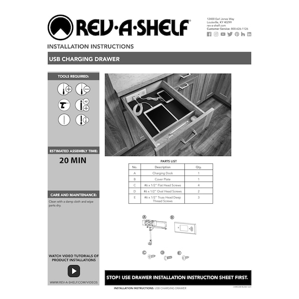 Rev-A-Shelf Maple Veneer, Light Brown, 16.5 in W, 4.32 in H, 23.5 in L, Light Brown - 4WCDB-18HFLSC-1-USB