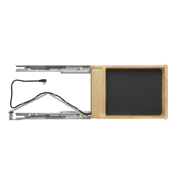Rev-A-Shelf Maple Veneer, Light Brown, 16.5 in W, 4.32 in H, 23.5 in L, Light Brown - 4WCDB-18HFLSC-1-USB