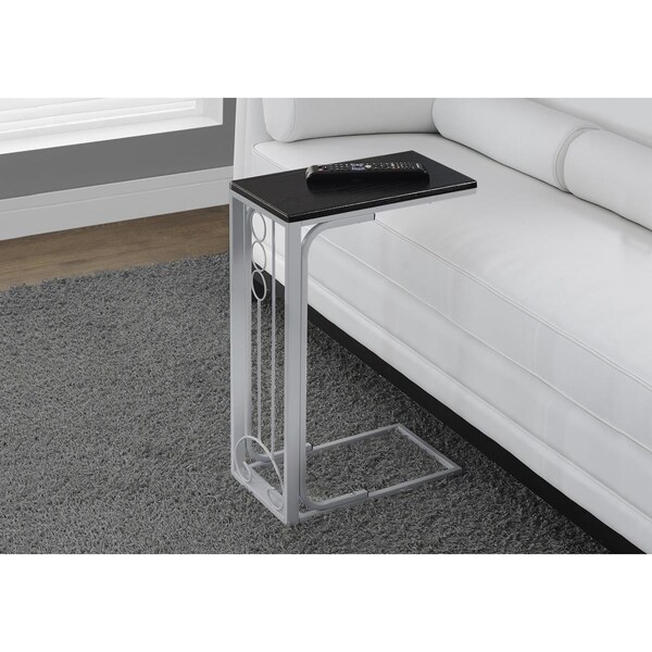Gfancy Fixtures 24.5 in. Black MDF & Silver Metal Accent Table - GF3097505