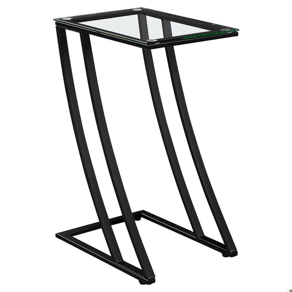 Homeroots 24 in. Metal & Clear Tempered Glass Accent Table - 333020