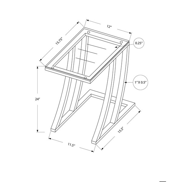 Homeroots 24 in. Metal & Clear Tempered Glass Accent Table - 333020