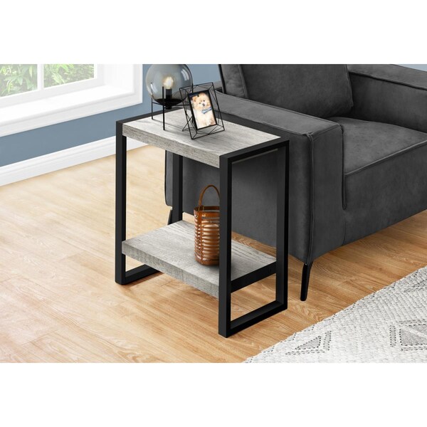 Daphnes Dinnette Accent Table - Grey Reclaimed Wood-Look & Black Metal - DA3076407