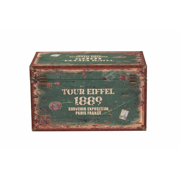 Baxton Studio Sabeen Vintage Parisian Faux Leather and Wood 2-Piece Storage Trunk Set - 246-13723-ZORO