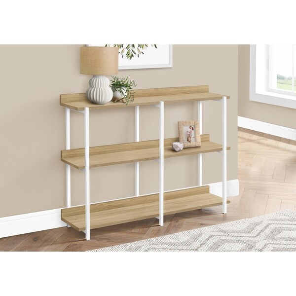 Clean Choice 48 in. Hall Console Accent Table, Natural - White Metal - CL2450603