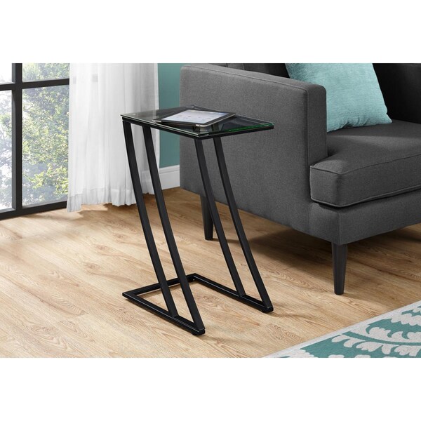 Gfancy Fixtures 24 in. Metal & Clear Tempered Glass Accent Table - GF3094712