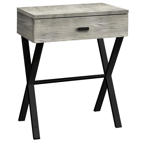 Homeroots 22.25 in. Grey Reclaimed Wood Particle Board & Black Metal Accent Table - 333207