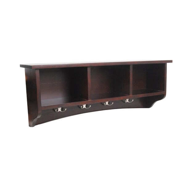 Alaterre Furniture Shaker Cottage Tray Shelf Coat Hook with Bench, Espresso - ASCA0309P0