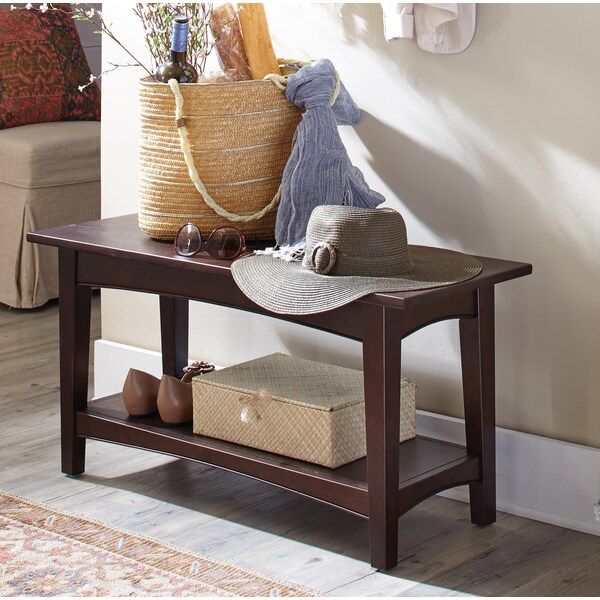 Alaterre Furniture Shaker Cottage Tray Shelf Coat Hook with Bench, Espresso - ASCA0309P0