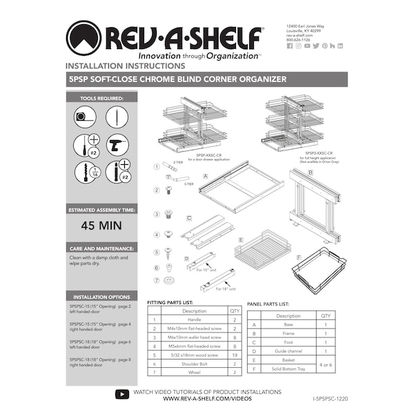 Rev-A-Shelf Steel, Silver, 32.25 in W, 24 in H, 20.25 in L, Silver - 5PSP3-18SC-CR