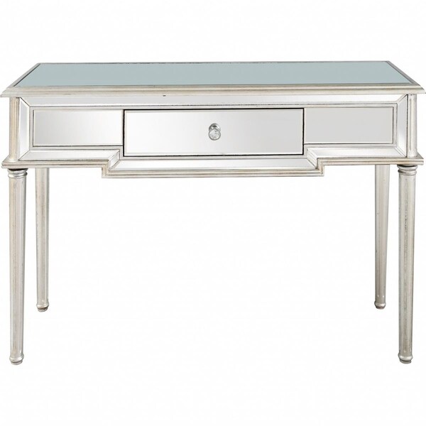 Gfancy Fixtures 33.2 x 48 x 17.2 in. Silver Leaf Antiqued Console Table - GF3670212