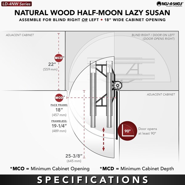 Rev-A-Shelf Maple Hardwood, Light Brown, 37.64 in W, 16 in H, 38 in D, 20.06 in L, Light Brown - LD-4NW-882-38-1