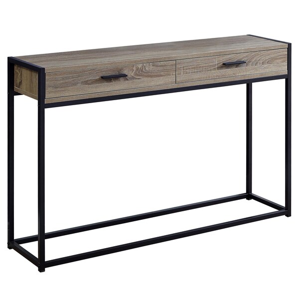 Homeroots 32 in. Dark Taupe MDF & Black Metal Accent Table - 333245