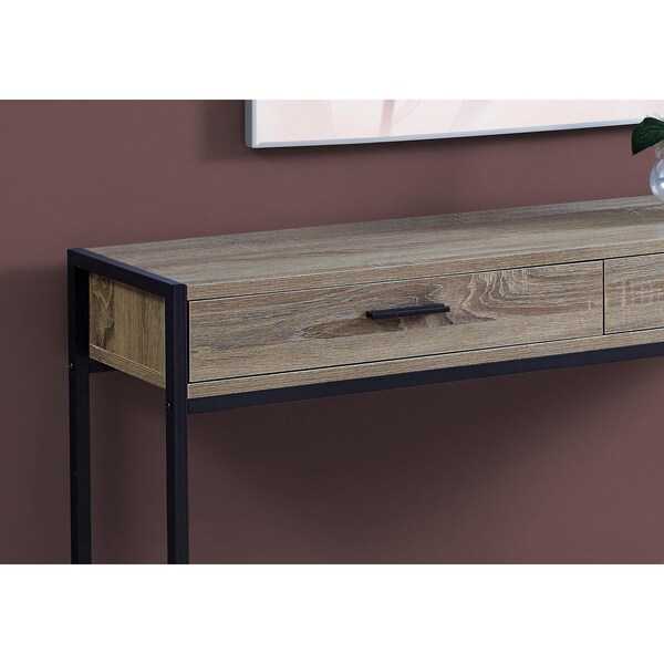 Homeroots 32 in. Dark Taupe MDF & Black Metal Accent Table - 333245