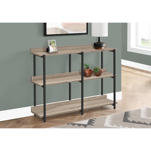 Clean Choice 48 in. Console Accent Table, Dark Taupe - Black Metal - CL2454936