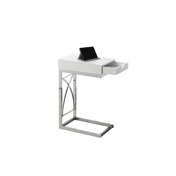 Homeroots 24.5 in. Particle Board & Chrome Accent Table with a Drawer - 333068