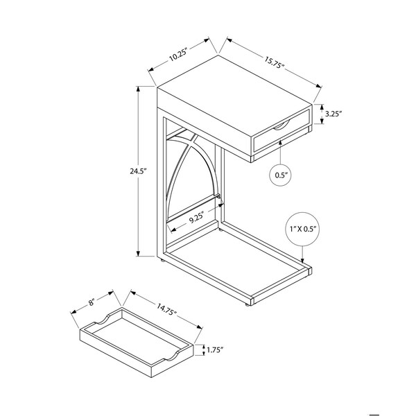 Homeroots 24.5 in. Particle Board & Chrome Accent Table with a Drawer - 333068