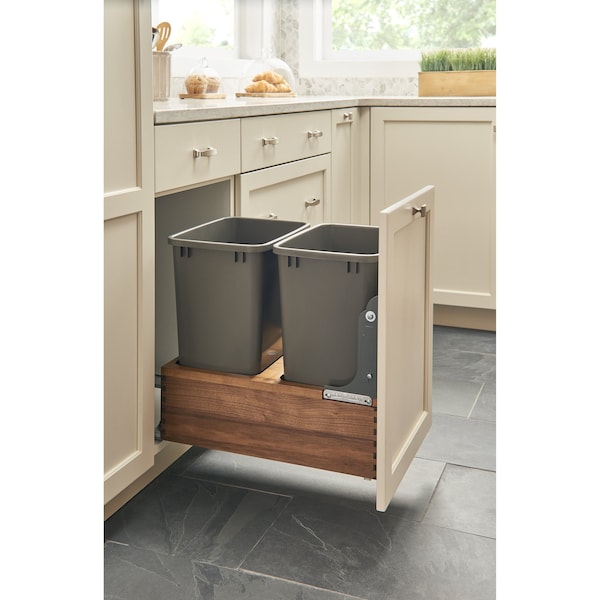 Rev-A-Shelf Walnut Hardwood, Dark Brown, 12 in W, 23.38 in H, 22.13 in D, 22.13 in L, Dark Brown - 4WC-WN-1550DM1-SC