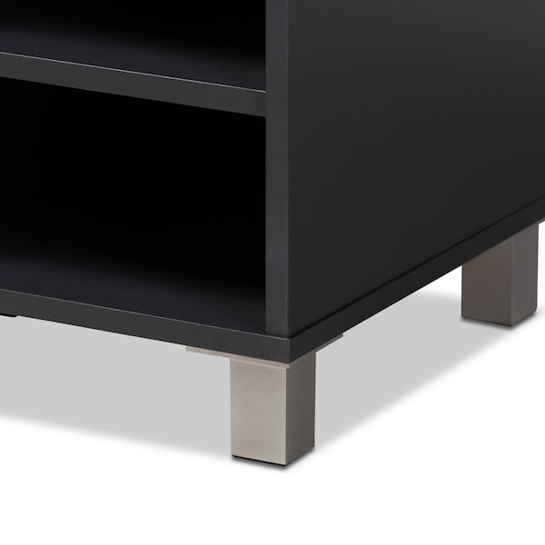 Baxton Studio Shirley Grey Finished 2-Door Shoe Storage Cabinet with Open Shelves - 157-9561