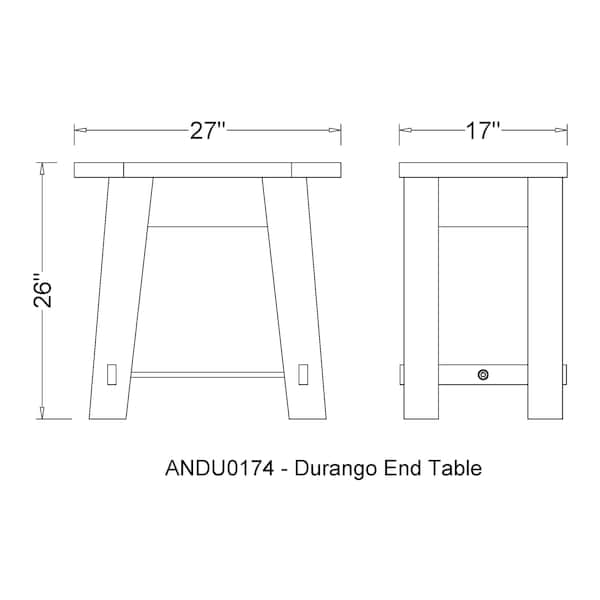 Alaterre Furniture Durango 27"W Industrial Wood End Table - ANDU0174