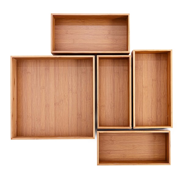 Seville Classics Storage Bins Organizer Boxes, Bamboo Wood, Natural, Bamboo - WEB666