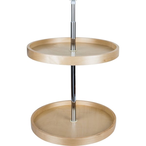 Hardware Resources 18" Round Two-Shelf Banded Wood Lazy Susan Set - BLSR218-SET