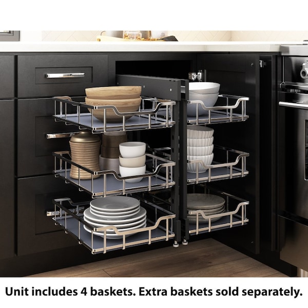 Hardware Resources STORAGE WITH STYLE 18" Polished Chrome Full-Height Blind Corner Organizer - SWS-BCFH18PC