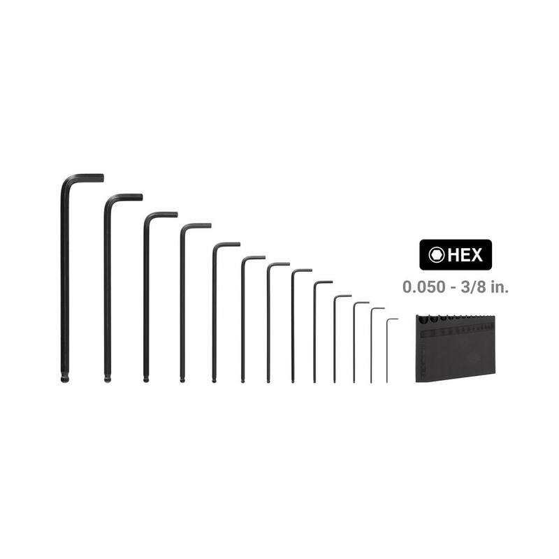 TEKTON Ball End Hex L- Key Set with Holder, 13-Piece (0.050-3/8 in.) - KLX91102