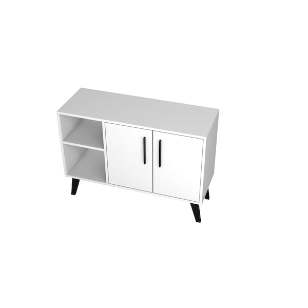 Manhattan Comfort Amsterdam 35.43" Sideboard with 4 Shelves in White - 147AMC205