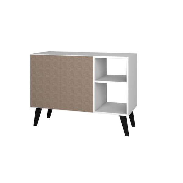 Manhattan Comfort Amsterdam 35.43" Sideboard with 4 Shelves in White - 147AMC205