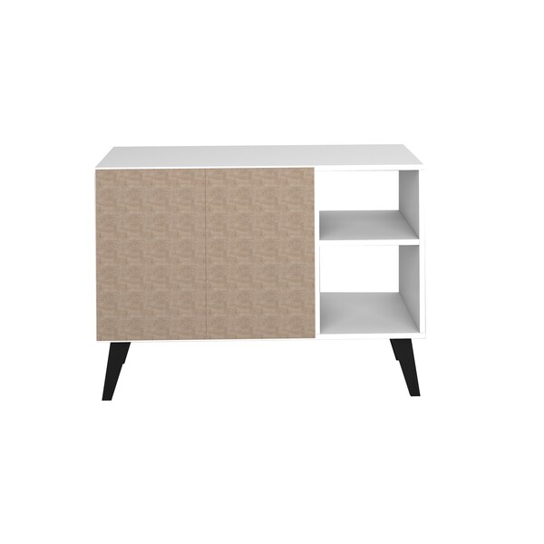 Manhattan Comfort Amsterdam 35.43" Sideboard with 4 Shelves in White - 147AMC205