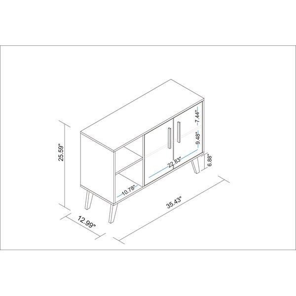 Manhattan Comfort Amsterdam 35.43" Sideboard with 4 Shelves in White - 147AMC205