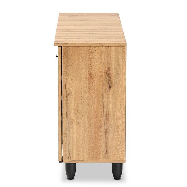 Baxton Studio Gisela Modern and Contemporary Oak Brown Finished Wood 3-Door Shoe Storage Cabinet - 190-11992-ZORO