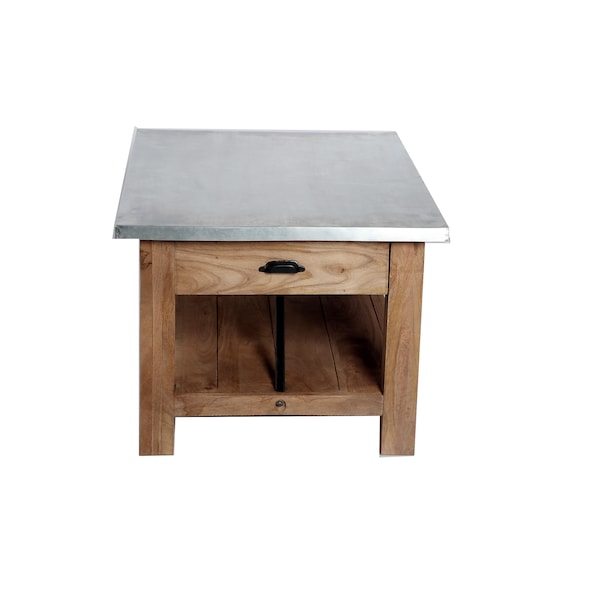 Alaterre Furniture Millwork 36" Wood and Zinc Metal Coffee Table with Shelf - AWMW1371Z