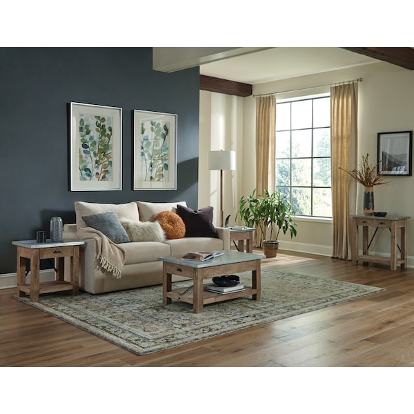 Alaterre Furniture Millwork 36" Wood and Zinc Metal Coffee Table with Shelf - AWMW1371Z