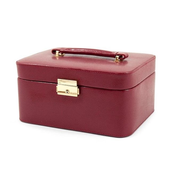 Bey Berk International Bey-Berk International BB534RED Red Lizard Leather Jewelry Box for 3 Watches - BB534RED