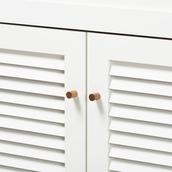 Baxton Studio Coolidge Walnut Wood 11-Shelf Shoe Storage Cabinet with Drawer - 163-10396