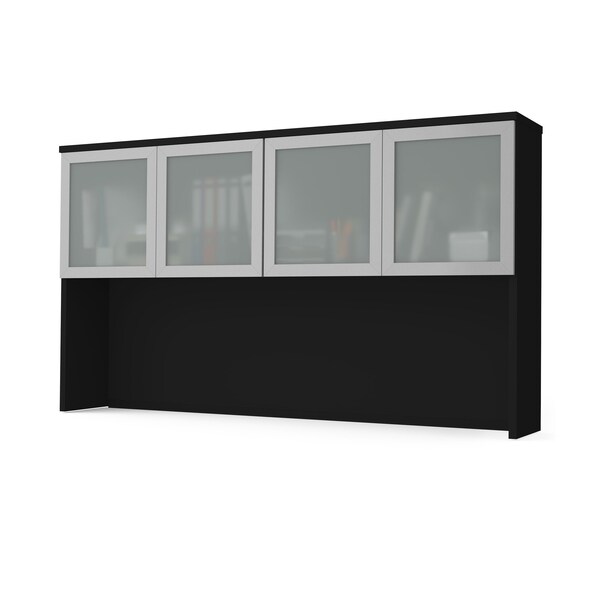 Bestar Pro-Concept Plus 72W Hutch with Frosted Glass Doors, Black - 110523-1118
