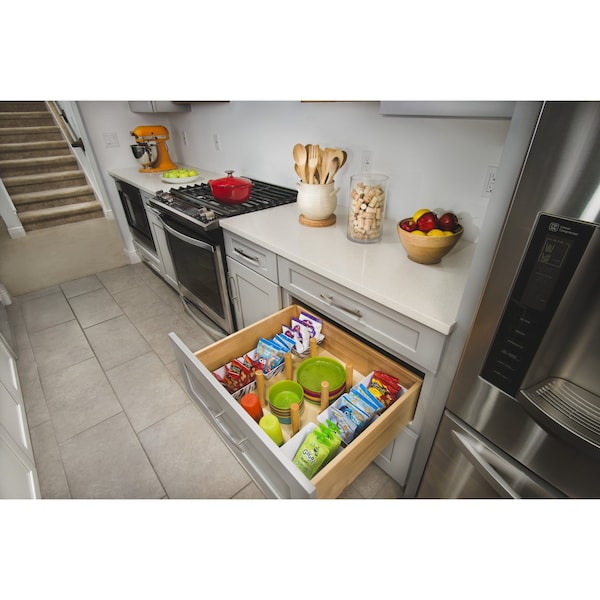 Rev-A-Shelf Drawer Insert, Maple Wood, Natural Maple, 24.25 in W, 6.63 in H, 21.25 in D - 4DPS-2421