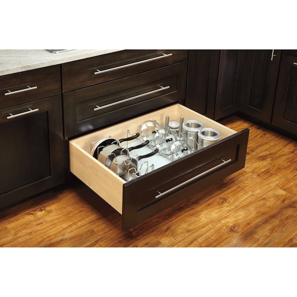 Rev-A-Shelf Drawer Insert, Maple Veneer, Silver, 39.13 in W, 0.63 in H, 21.25 in D, 21.25 in L, Gray - 4DPBG-3921-1