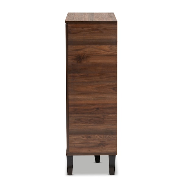 Baxton Studio Idina Walnut Brown and Grey Finished Wood 1-Door Shoe Cabinet - 173-10905