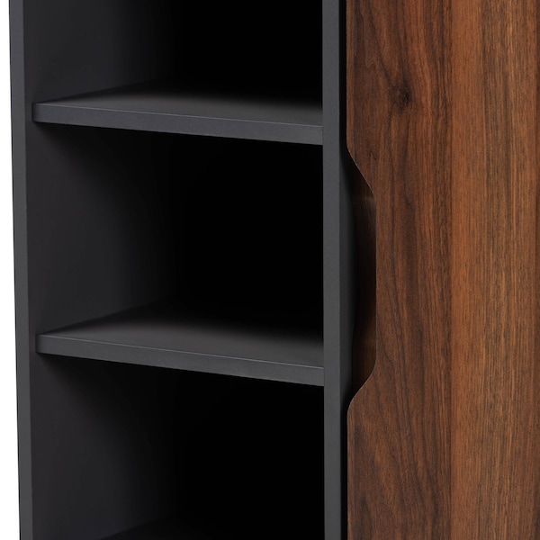 Baxton Studio Idina Walnut Brown and Grey Finished Wood 1-Door Shoe Cabinet - 173-10905