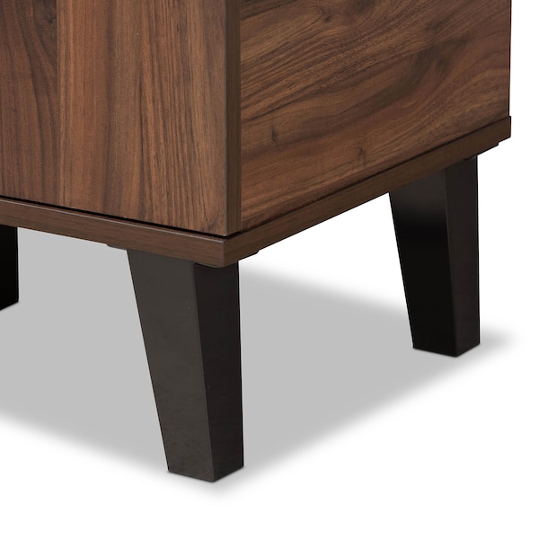 Baxton Studio Idina Walnut Brown and Grey Finished Wood 1-Door Shoe Cabinet - 173-10905
