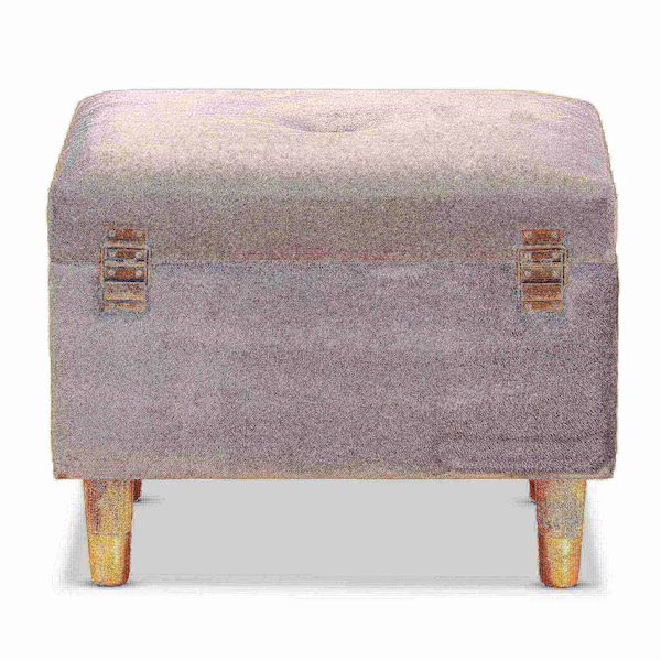 Baxton Studio Elias Modern and Contemporary Grey Velvet Fabric and Oak Brown Finished Wood Storage Ottoman - 178-11318-ZORO