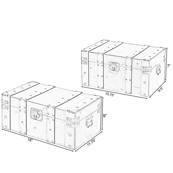 Vintiquewise Natural Wooden Style Trunk with Handles, PK 2 - QI004014.2