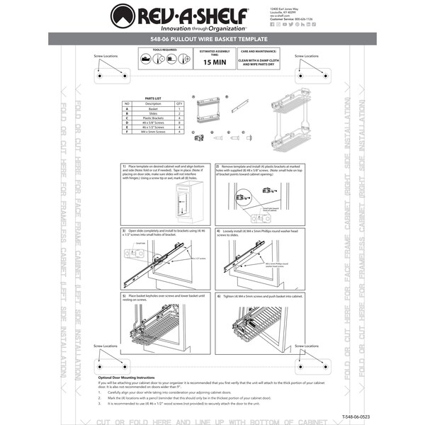 Rev-A-Shelf Steel, Silver, 5.5 in W, 19.5 in H, 20 in L, Silver - 548-06CR-1
