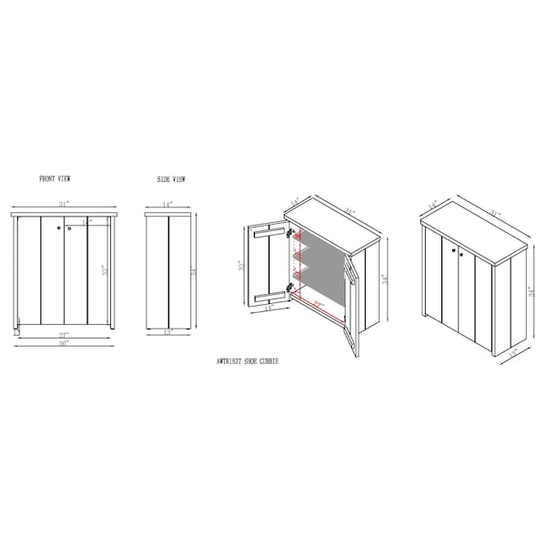 Alaterre Furniture Castleton Mango Wood 31"W Shoe Cubbie Cabinet - AWTR1527