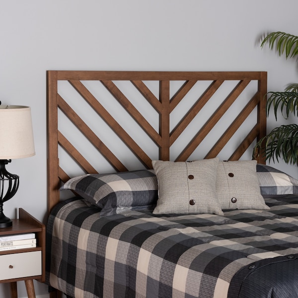 Baxton Studio Belisma Modern and Contemporary Ash Walnut Finished Wood Queen Size Headboard - 221-12877-ZORO